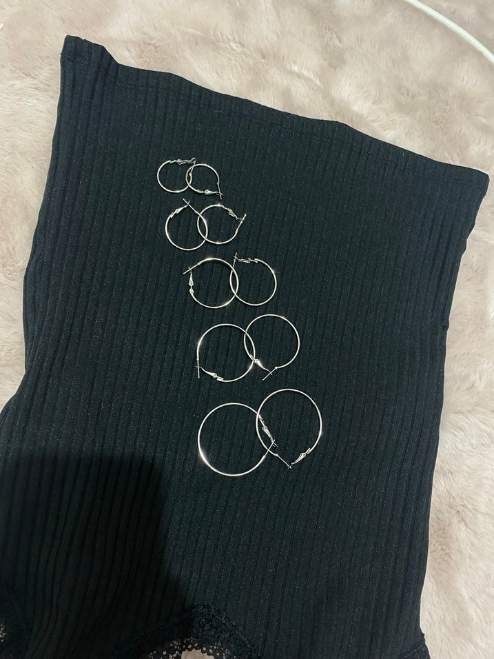 5 adet gümüş halka küpe - Görsel 2