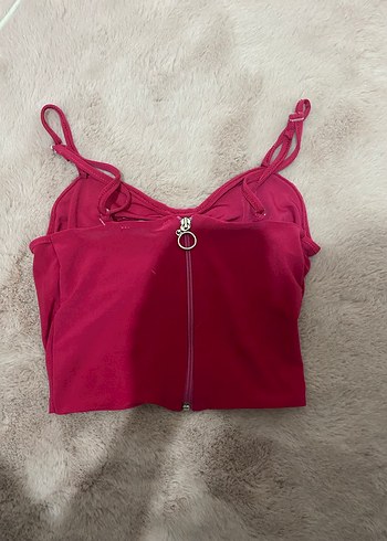 Dantel Detaylı pembe crop - Görsel 2