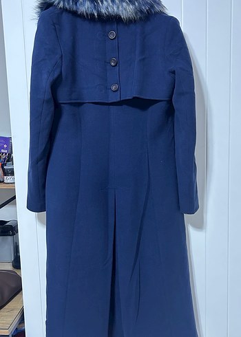 Kürklü Yaka Lacivert Kaban - Görsel 3