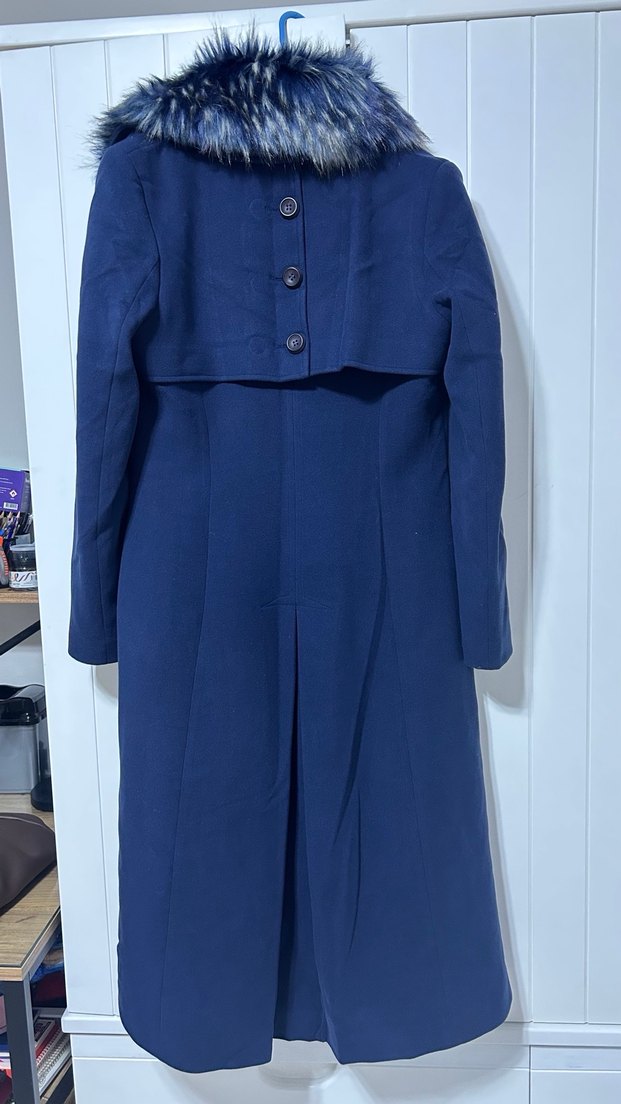 Kürklü Yaka Lacivert Kaban - Görsel 3