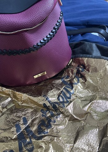 Mürdüm Deri Kadın Sırt Çantası Fermuarlı - Görsel 5