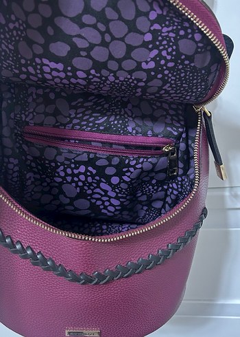 Mürdüm Deri Kadın Sırt Çantası Fermuarlı - Görsel 4