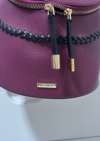 Mürdüm Deri Kadın Sırt Çantası Fermuarlı - Görsel 2