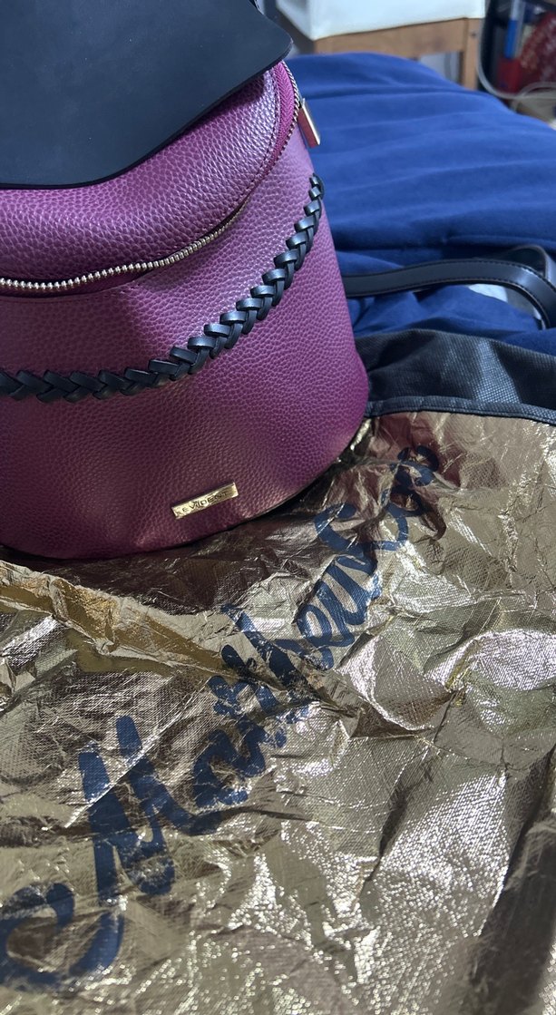 Mürdüm Deri Kadın Sırt Çantası Fermuarlı - Görsel 5