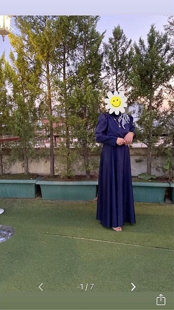 Saten lacivert abiye