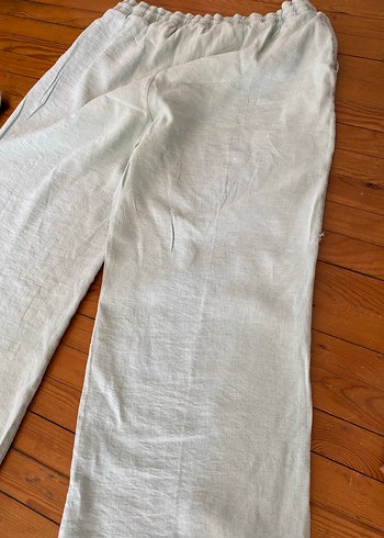 Kadın su yeşili geniş kesim pantolon