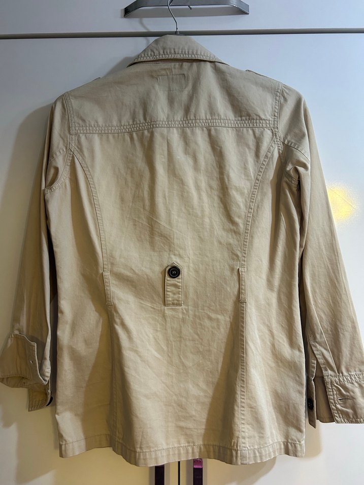 Düğmeli Bej Midi Trençkot - Görsel 2