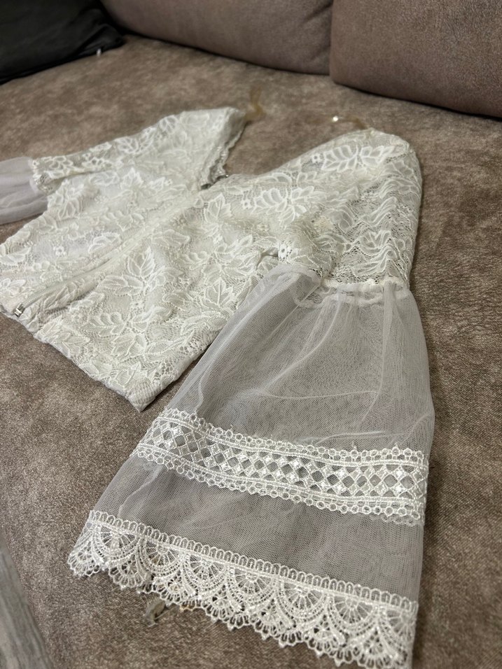 Dantel Detaylı Beyaz Bohem Mini Bluz - Görsel 2