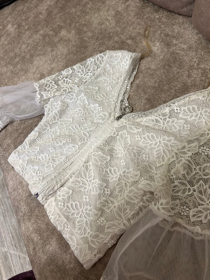 Dantel Detaylı Beyaz Bohem Mini Bluz - Görsel 3