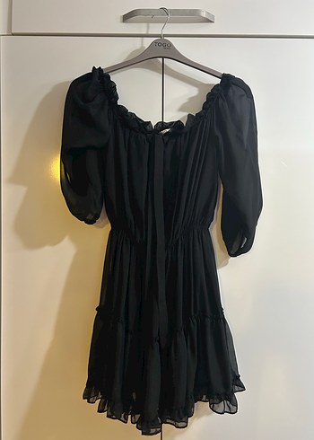 Siyah Mini Gotik Elbise Fırfırlı - Görsel 2