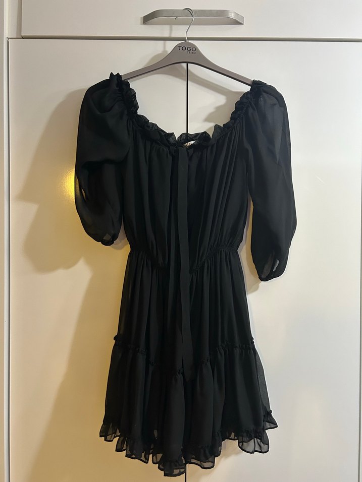 Siyah Mini Gotik Elbise Fırfırlı - Görsel 2