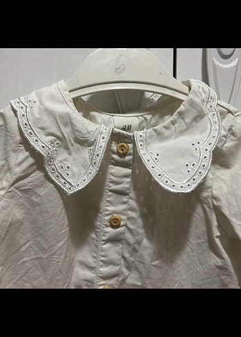 Kız Çocuk Beyaz Uzun Kollu Keten Gömlek - Görsel 5