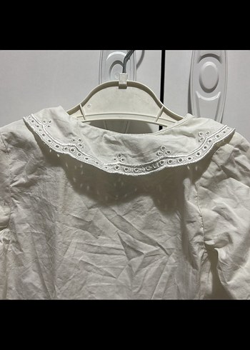 Kız Çocuk Beyaz Uzun Kollu Keten Gömlek - Görsel 4