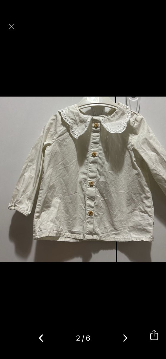 Kız Çocuk Beyaz Uzun Kollu Keten Gömlek - Görsel 2