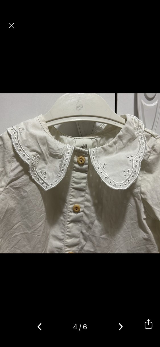 Kız Çocuk Beyaz Uzun Kollu Keten Gömlek - Görsel 5