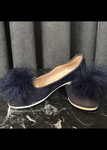 Kürklü Lacivert Süet Kız çocuk Babet - Görsel 6