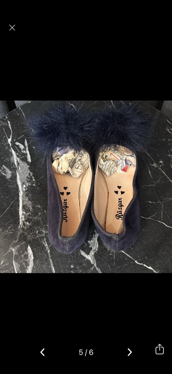 Kürklü Lacivert Süet Kız çocuk Babet - Görsel 3