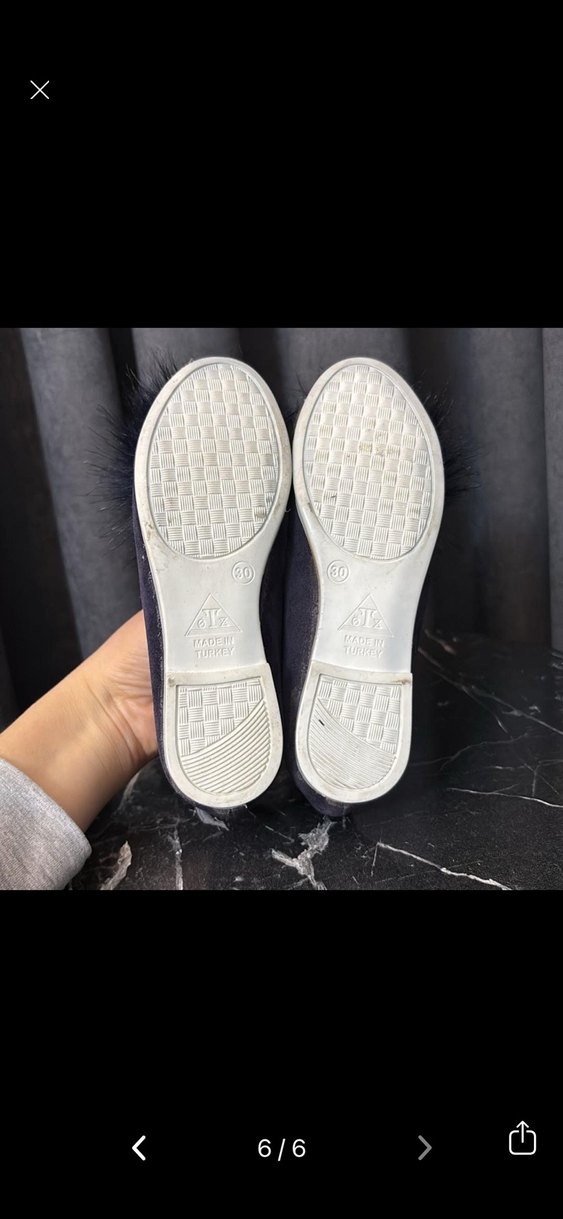 Kürklü Lacivert Süet Kız çocuk Babet - Görsel 4