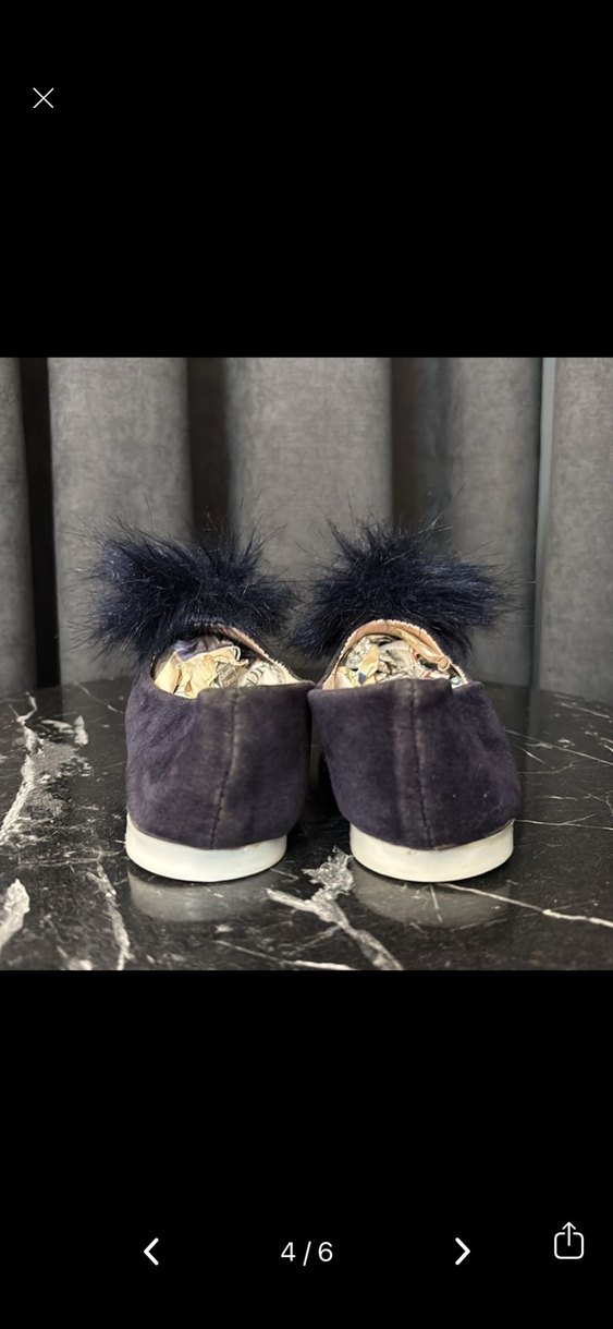 Kürklü Lacivert Süet Kız çocuk Babet - Görsel 5