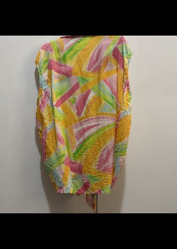 Bohem Çok Renkli Kolsuz Keten Gömlek - Görsel 6