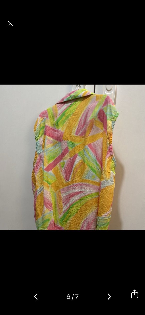 Bohem Çok Renkli Kolsuz Keten Gömlek - Görsel 5