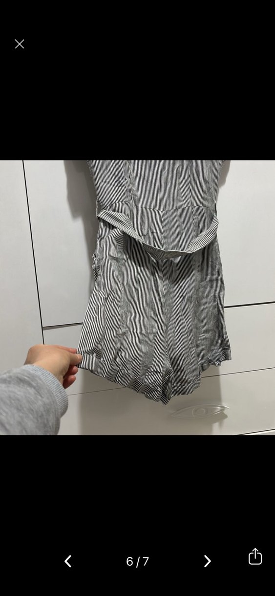 Gri Kemerli Kolsuz Mini Tulum - Görsel 5