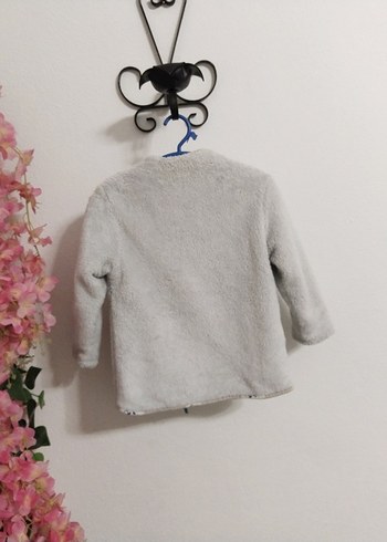 Düğmeli Gri Kız Çocuk Polar Ceket - Görsel 5