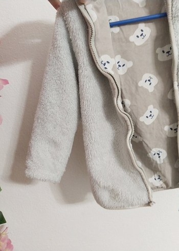 Düğmeli Gri Kız Çocuk Polar Ceket - Görsel 2