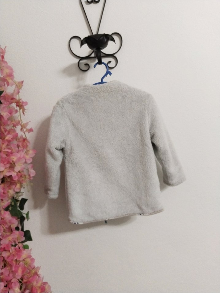 Düğmeli Gri Kız Çocuk Polar Ceket - Görsel 5