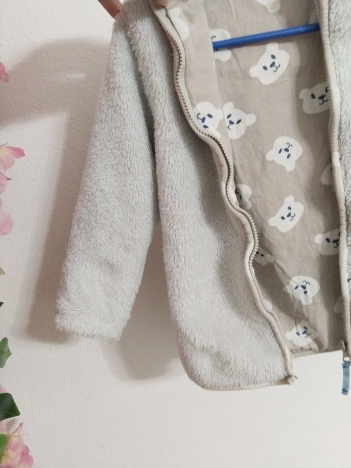 Düğmeli Gri Kız Çocuk Polar Ceket - Görsel 2