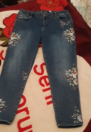 nakışlı pantolon kot