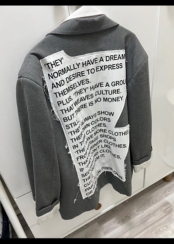 Gri Kadın Keten Blazer Ceket - Görsel 2