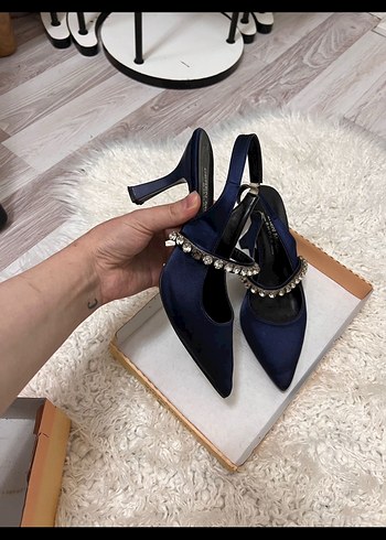 Kadın Lacivert Stiletto Tokalı Abiye Ayakkabı - Görsel 3