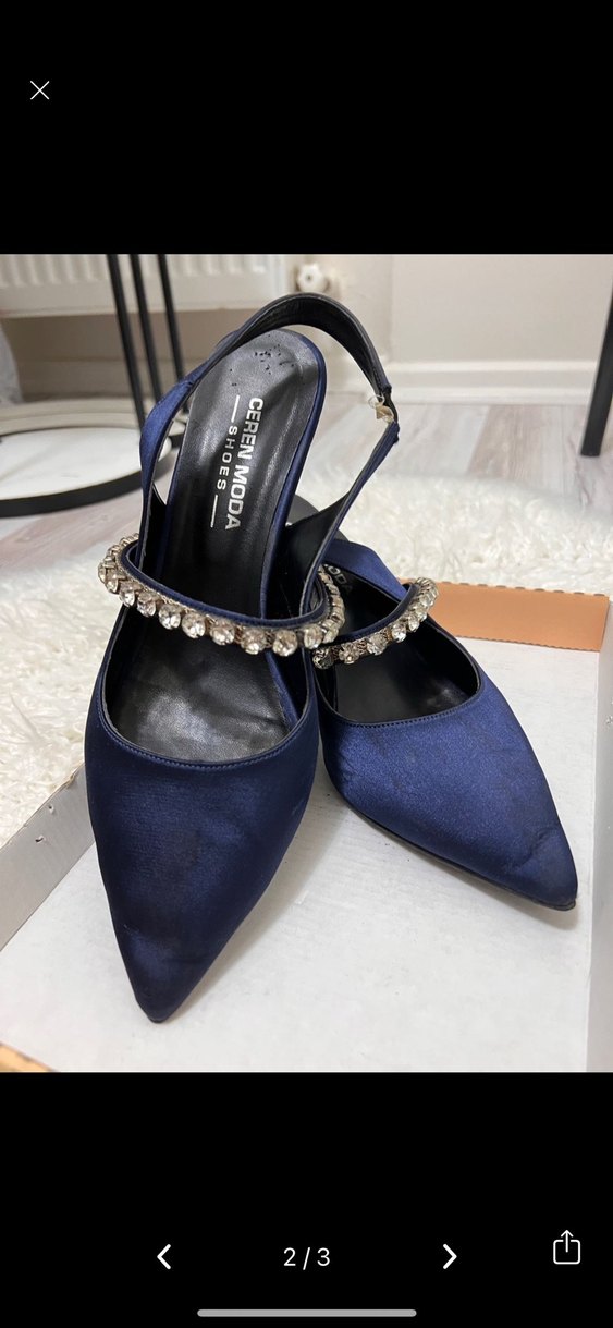 Kadın Lacivert Stiletto Tokalı Abiye Ayakkabı - Görsel 2