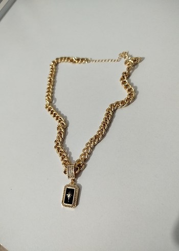 Zincir Detaylı Uzun Altın Kadın Kolye - Görsel 2