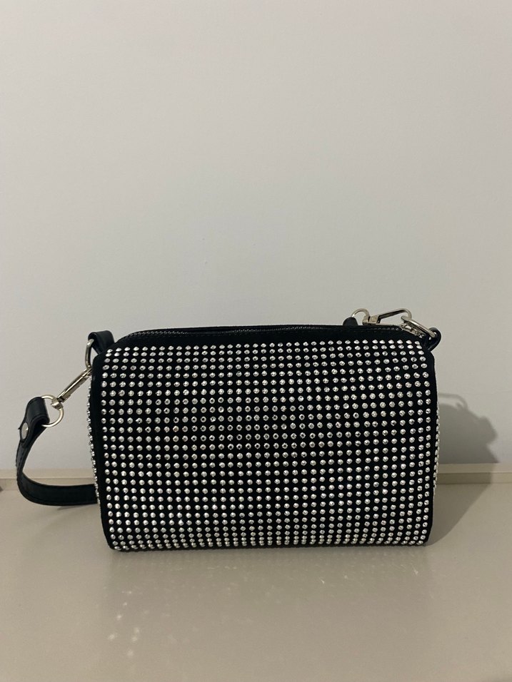 Taşlı siyah çanta - Görsel 2