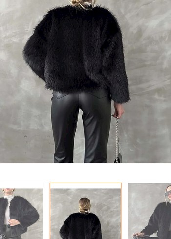 Siyah Kürk Detaylı Kadın Deri Ceket - Görsel 2