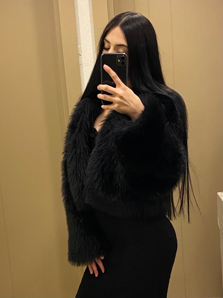 Siyah Kürk Detaylı Kadın Deri Ceket - Görsel 3