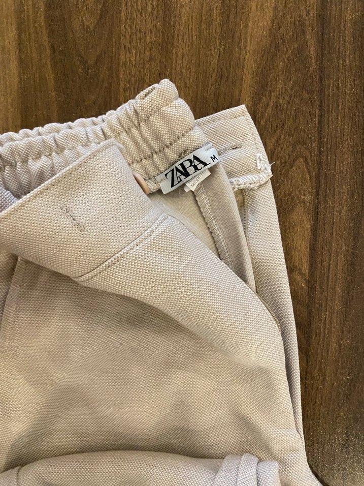 Bej Kadın Keten Kumaş Pantolon - Görsel 3