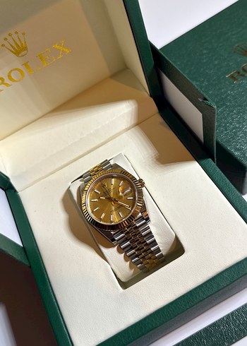 Rolex Erkek Altın Renk Modern Klasik Saat - Görsel 6