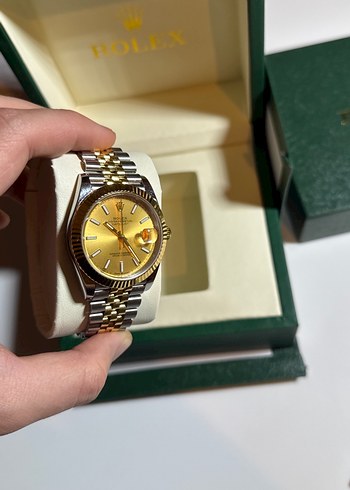 Rolex Erkek Altın Renk Modern Klasik Saat - Görsel 8