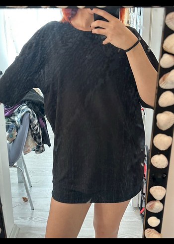 Siyah tişört, Rahat Kesim, Kısa Kollu - Görsel 3