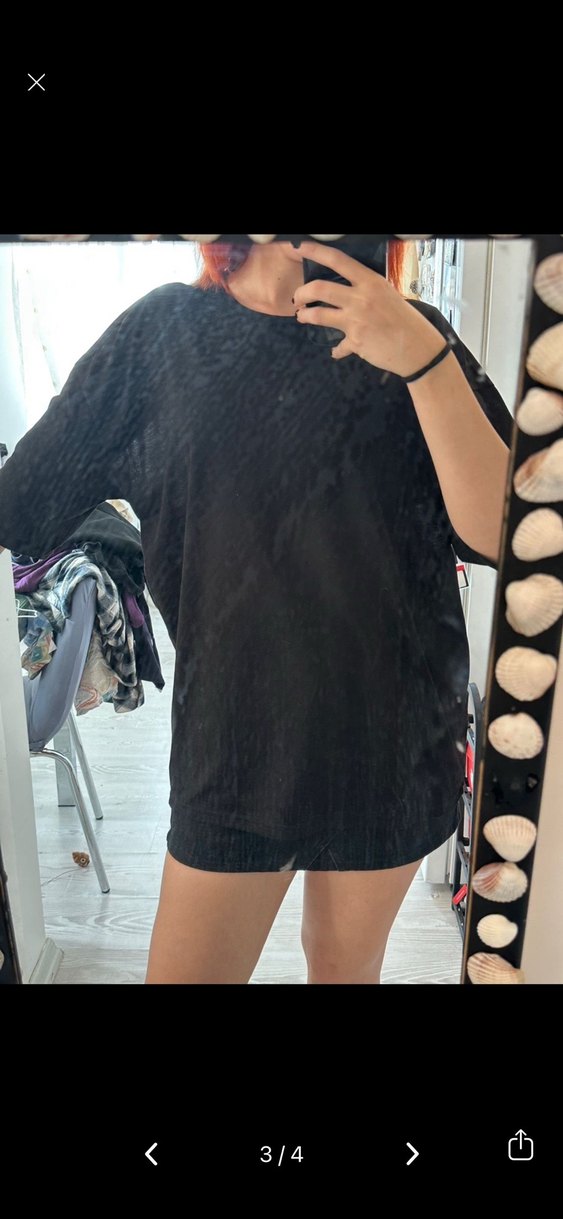 Siyah tişört, Rahat Kesim, Kısa Kollu - Görsel 3