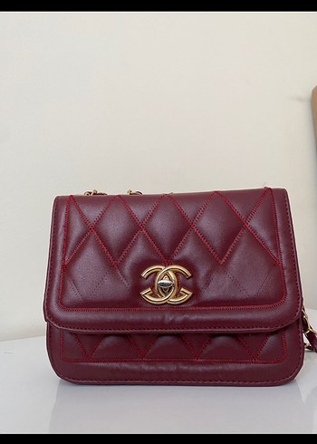 Bordo Zincir Detaylı Deri Kadın Çanta - Görsel 2