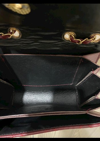 Bordo Zincir Detaylı Deri Kadın Çanta - Görsel 3