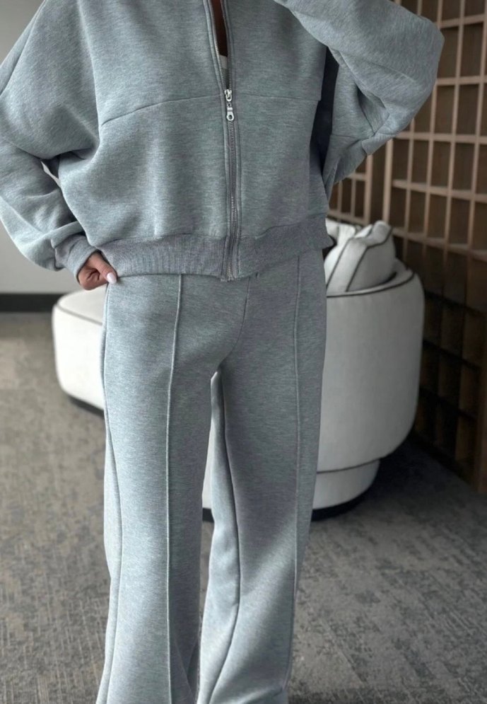 Gri Kadın Rahat Kesim Eşofman Takımı - Görsel 2