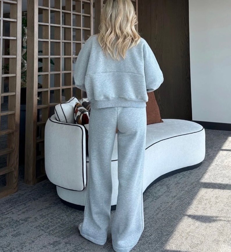 Gri Kadın Rahat Kesim Eşofman Takımı - Görsel 3