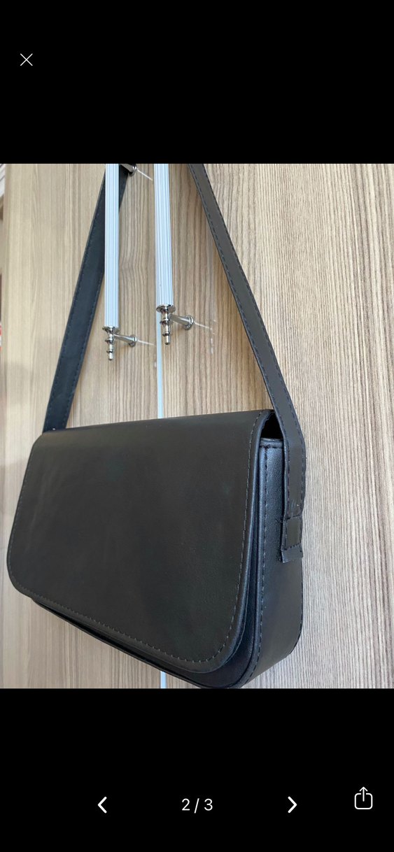 Siyah Deri Kadın Çanta Tokalı - Görsel 2