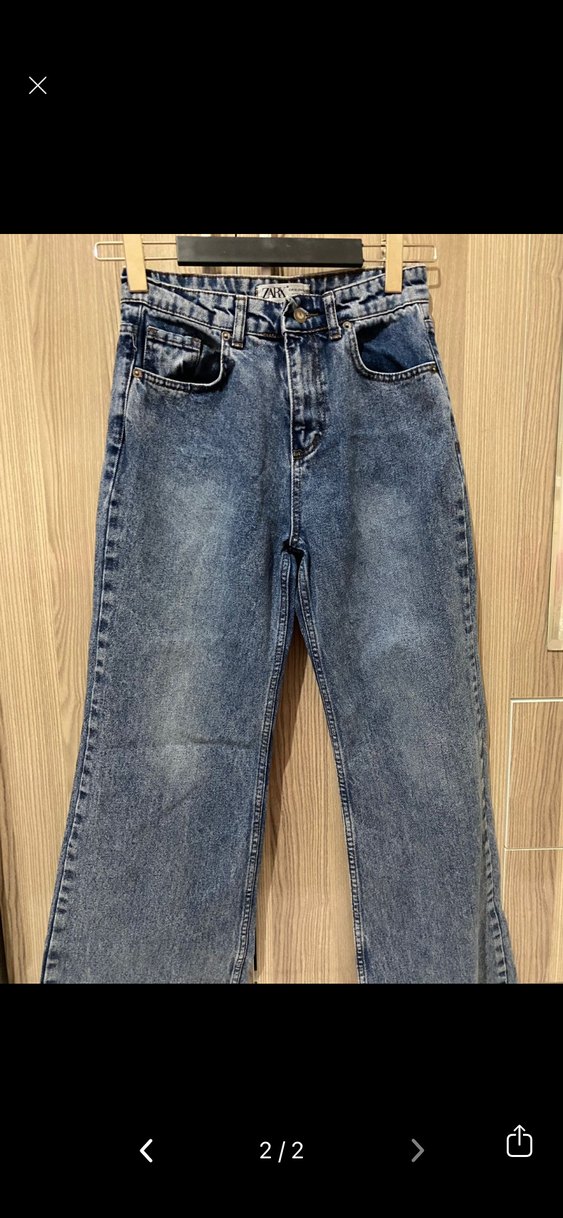 Mavi Bağlamalı Desenli Rahat Kesim Kadın Kot Pantolon - Görsel 2