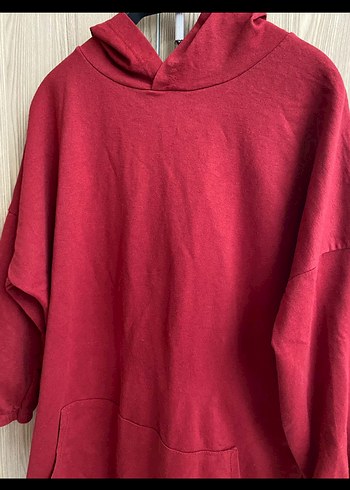Bordo Kapüşonlu Salaş Kadın Sweatshirt - Görsel 2